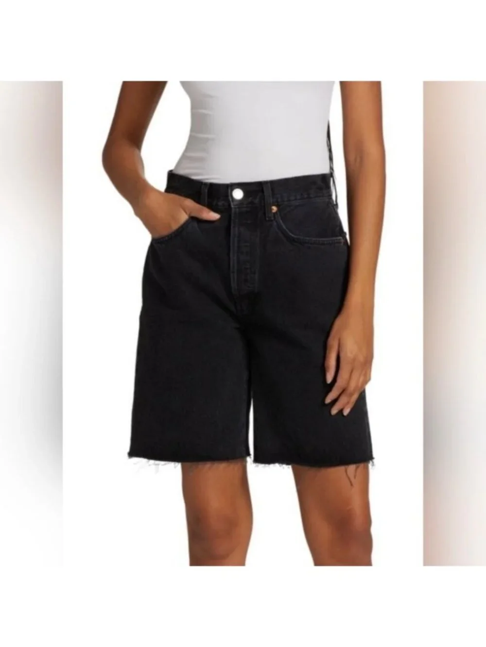 NWT Re/Done Denim 90s Comfy Jean Shorts Long‎ Bermuda Summer Jorts Modest New 24